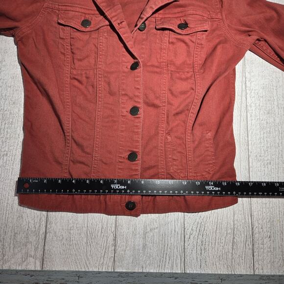 Eddie Bauer Denim Jean Jacket MED Biker Grunge Trucker Punk Retro Rock 80s Rust - Picture 9 of 13